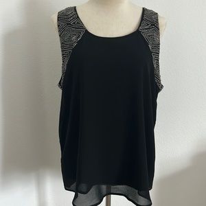 Gorgeous Black Beaded Sleeveless Blouse